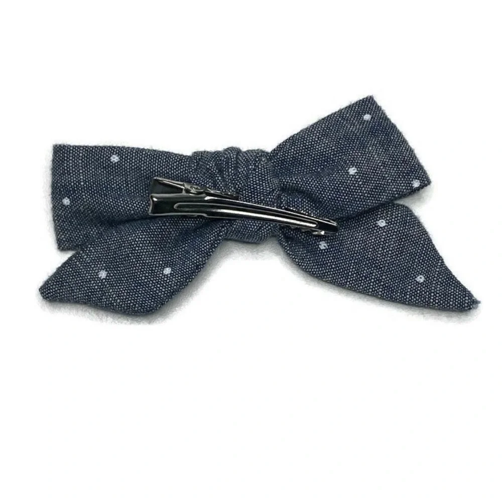 Small Shop Handmade Chambray Polka Dot‎ Bow